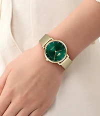 Lacoste Women's Crocorigin Two Hand Gold Tone Stainless Steel Mesh Bracelet Watch