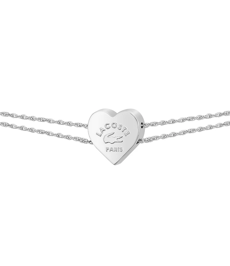 Lacoste Women's Love My Crocodile Heart Stainless Steel Line Bracelet
