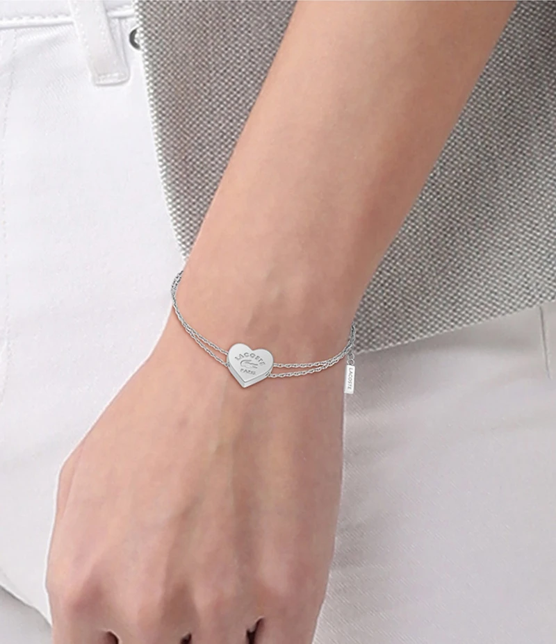 Lacoste Women's Love My Crocodile Heart Stainless Steel Line Bracelet
