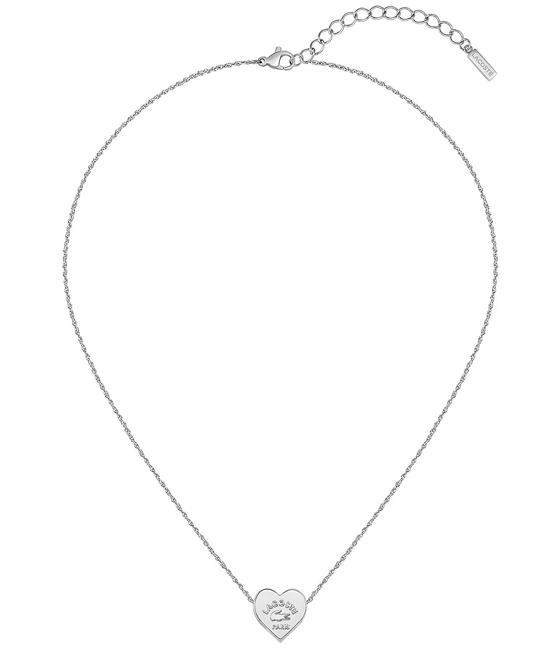 Lacoste Women's Love My Crocodile Heart Stainless Steel Short Pendant Necklace