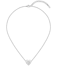 Lacoste Women's Love My Crocodile Heart Stainless Steel Short Pendant Necklace
