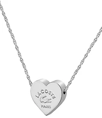 Lacoste Women's Love My Crocodile Heart Stainless Steel Short Pendant Necklace