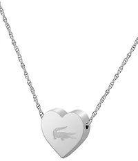 Lacoste Women's Love My Crocodile Heart Stainless Steel Short Pendant Necklace