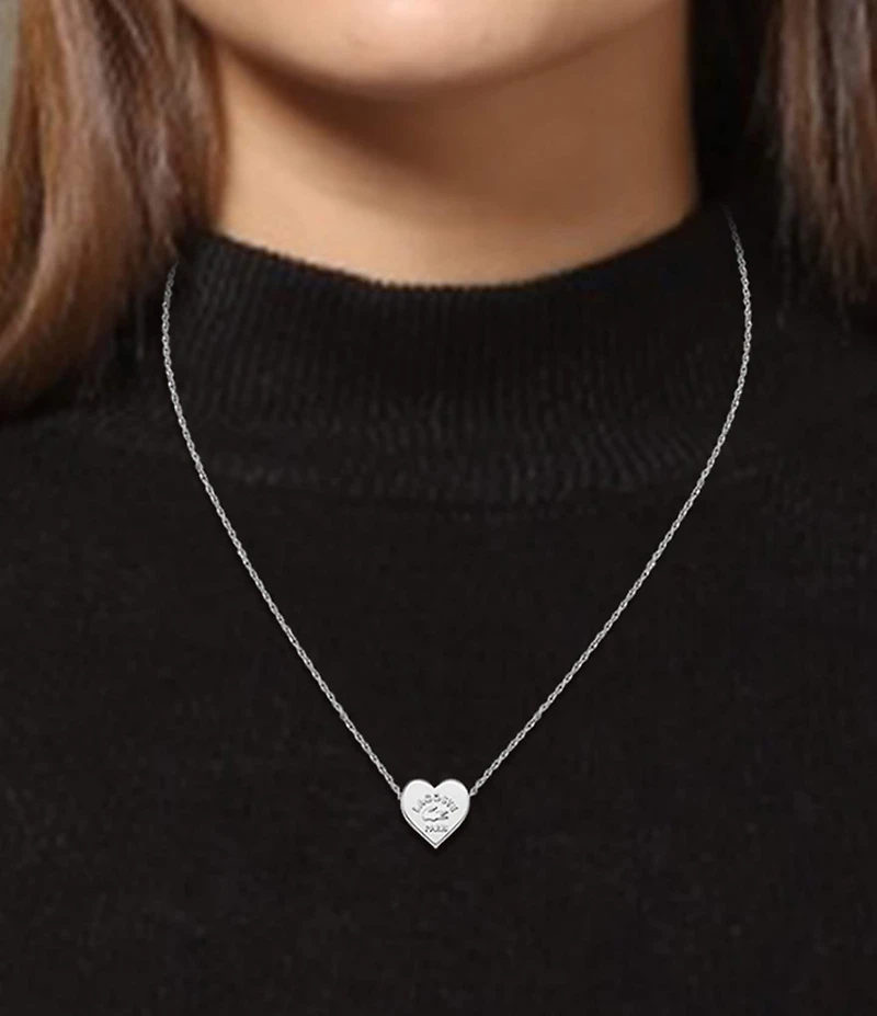 Lacoste Women's Love My Crocodile Heart Stainless Steel Short Pendant Necklace