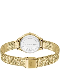 Lacoste Women's Mini Crocodelle Three Hand Gold Tone Stainless Steel Mesh Bracelet Watch