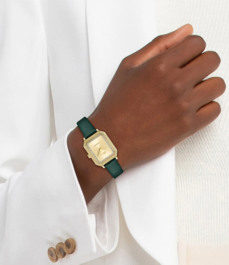 Lacoste Women's Parisienne Analog Green Leather Strap Watch