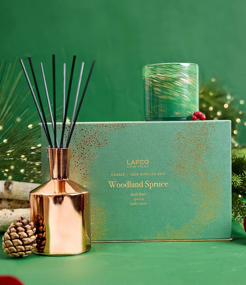 LAFCO New York Woodland Spruce Classic Candle & Reed Diffuser Set