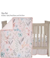 Lambs & Ivy Baby Blooms Nursery Floral Butterfly Baby Crib 3-Piece Bedding Set