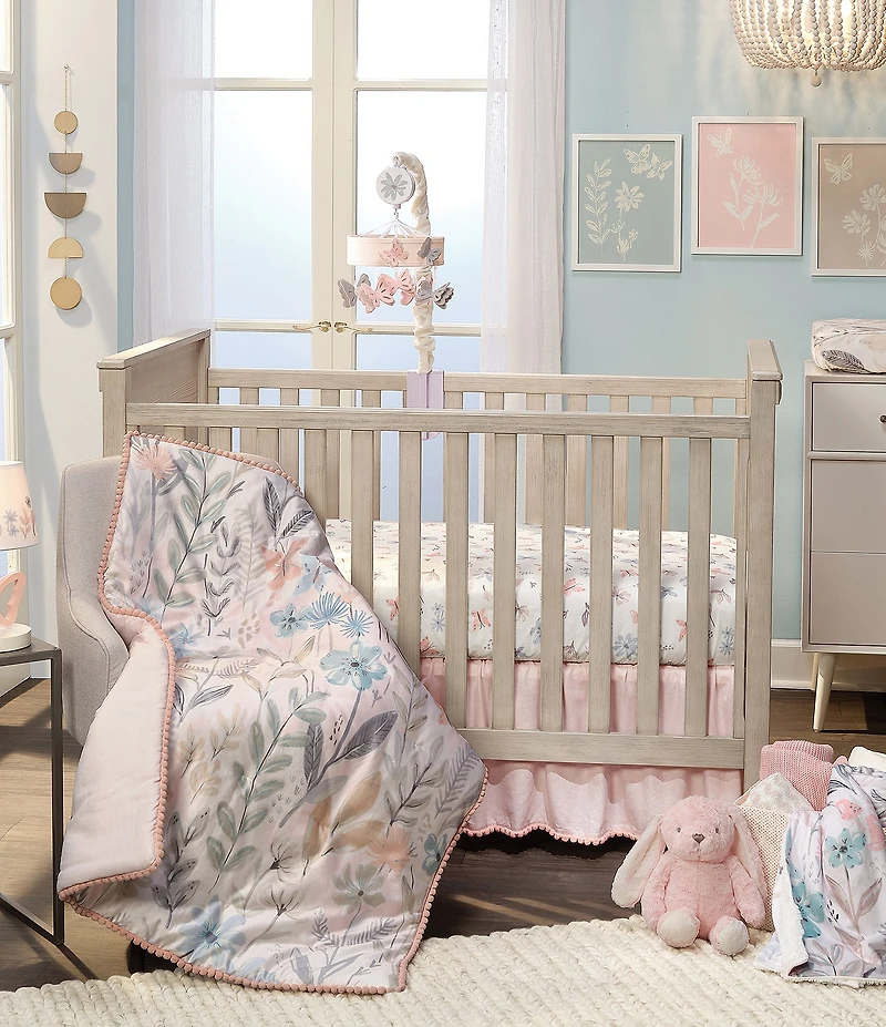 Lambs & Ivy Baby Blooms Nursery Floral Butterfly Baby Crib 3-Piece Bedding Set