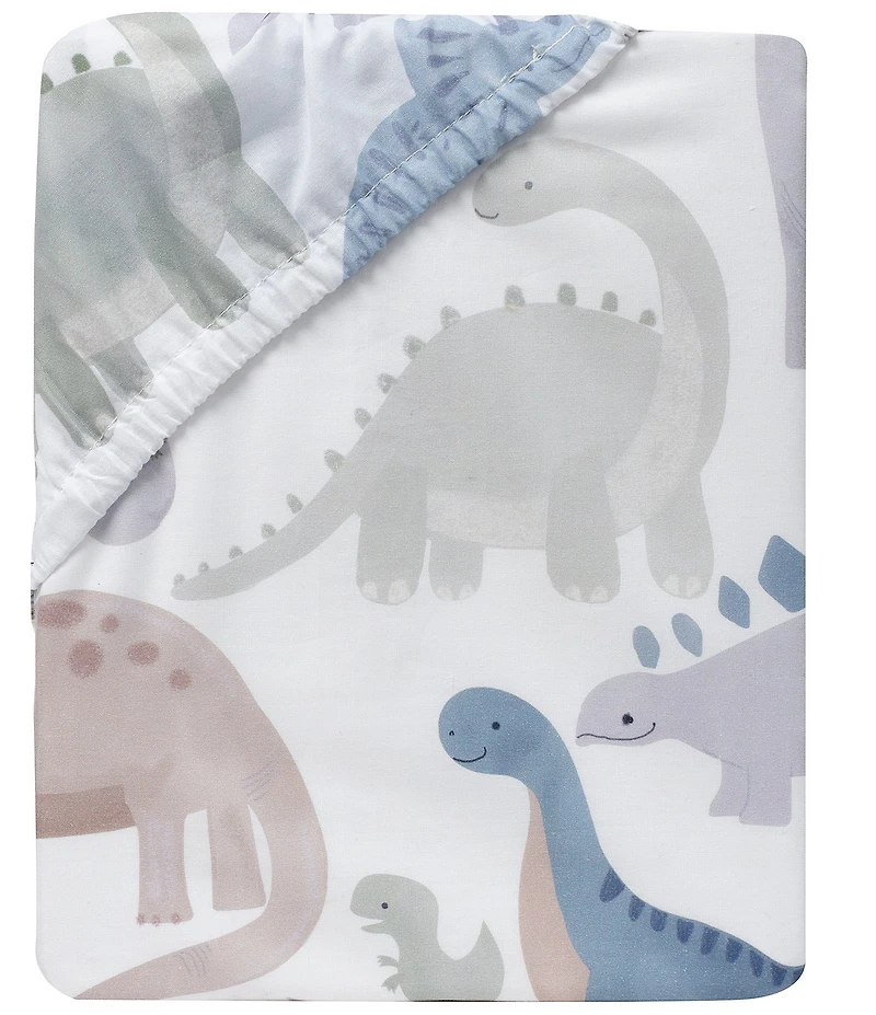 Lambs & Ivy Dino-Might Cotton Dinosaur Baby/Toddler Fitted Crib Sheet