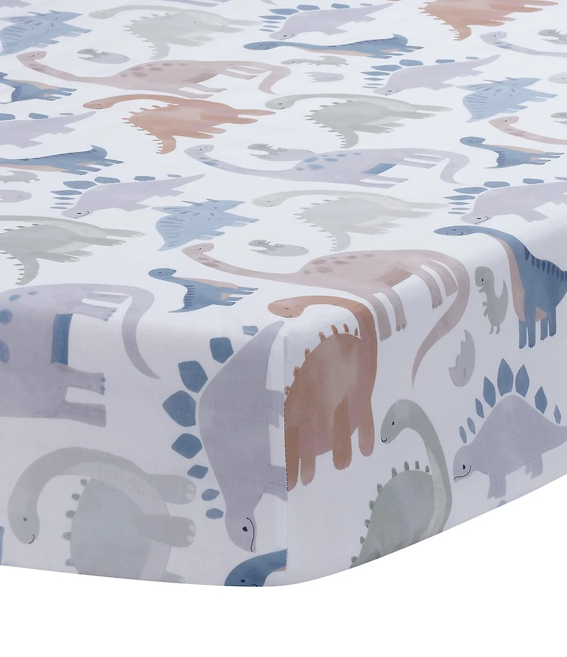 Lambs & Ivy Dino-Might Cotton Dinosaur Baby/Toddler Fitted Crib Sheet