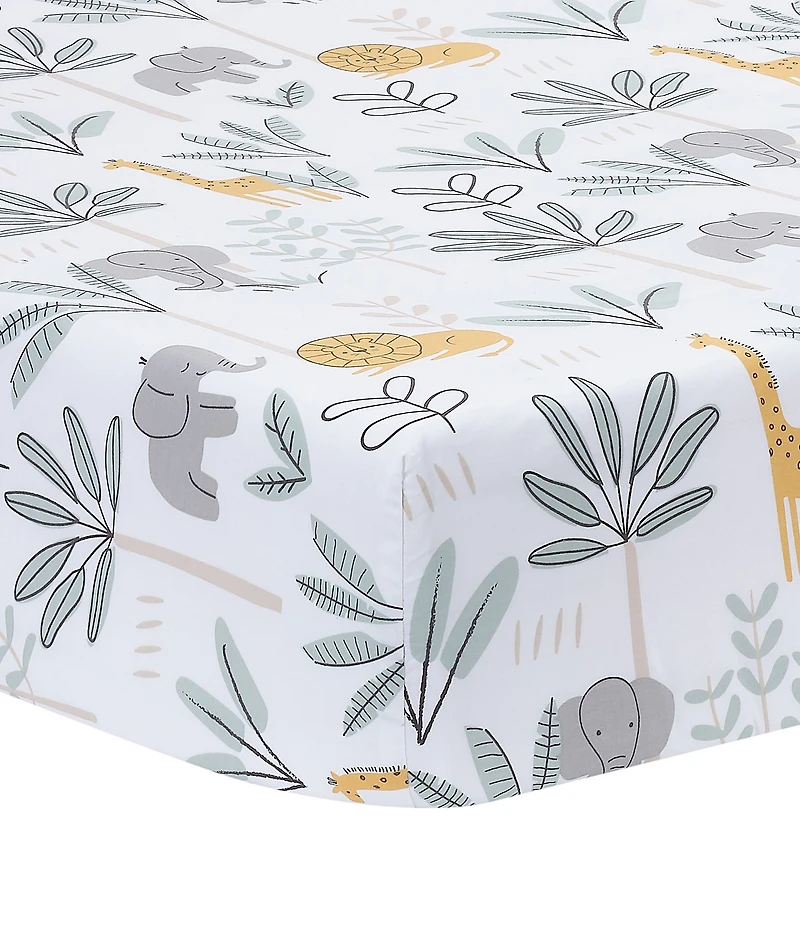 Lambs & Ivy Jungle Adventure Cotton Fitted Crib Sheet
