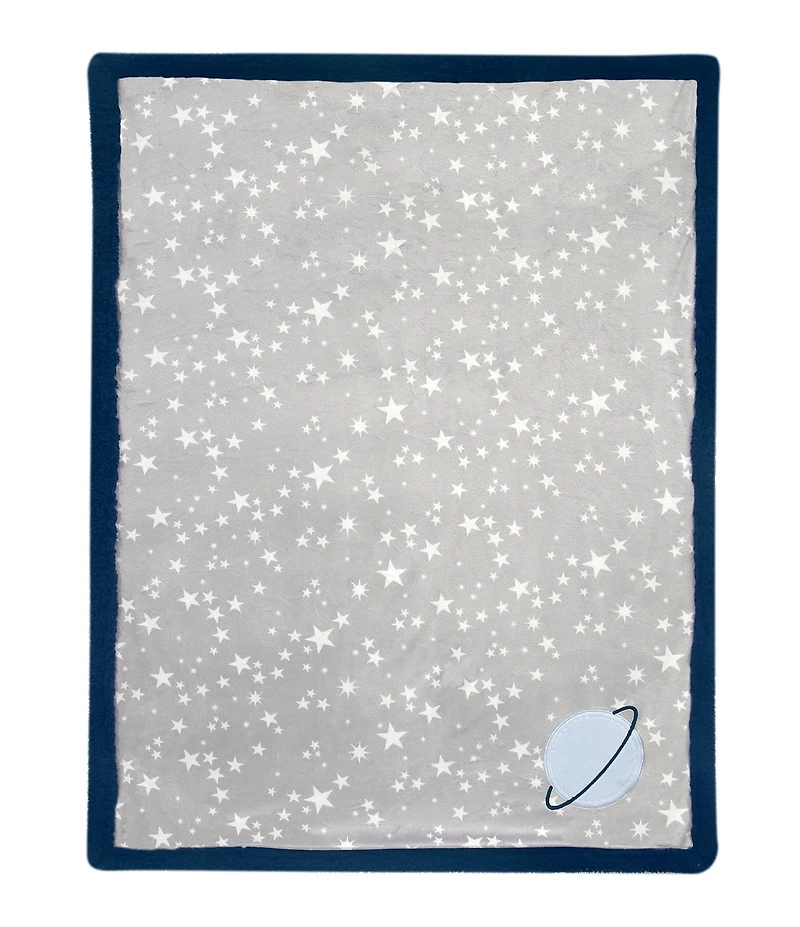Lambs & Ivy Milky Way Collection Stars and Planet Reversible Baby Blanket