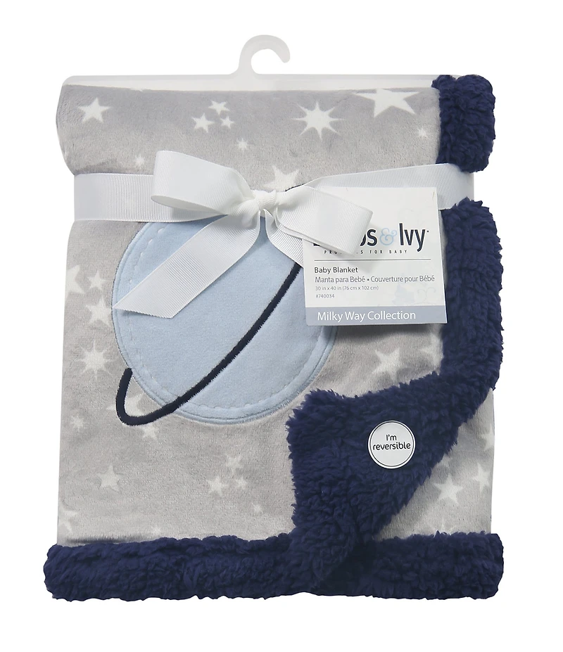 Lambs & Ivy Milky Way Collection Stars and Planet Reversible Baby Blanket