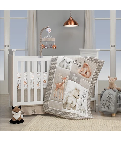 Lambs & Ivy Painted Forest Woodland Animals 4-Piece Nursery Crib Bedding Set