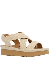 L'Amour Des Pieds Aizling Linen Platform Wedge Slip on Sandals