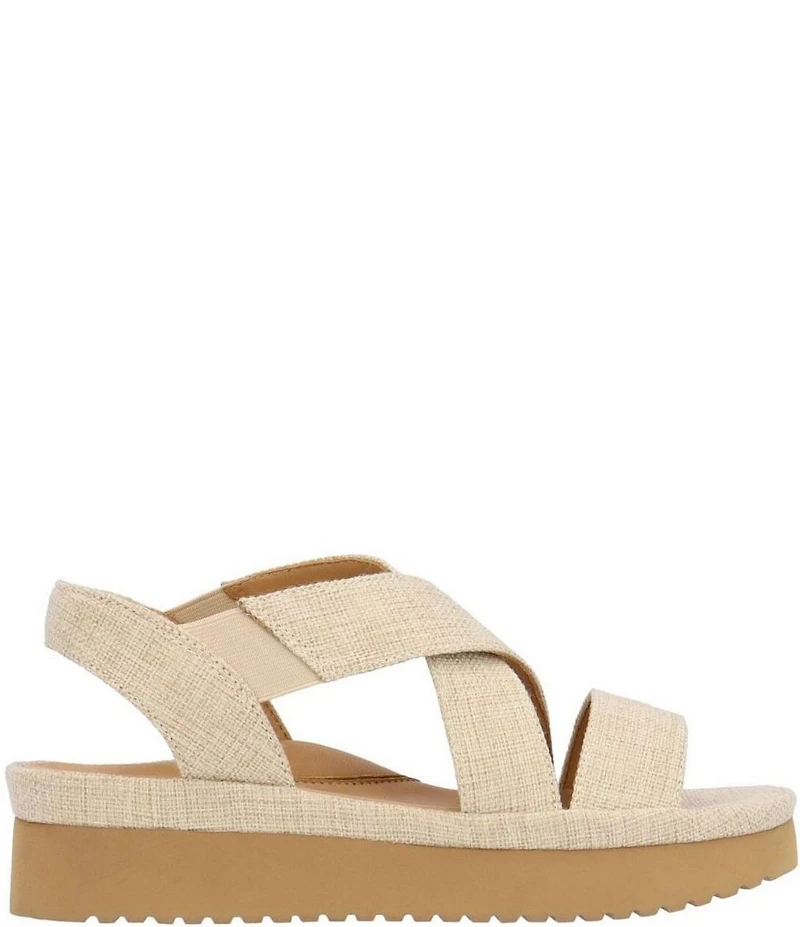 L'Amour Des Pieds Aizling Linen Platform Wedge Slip on Sandals