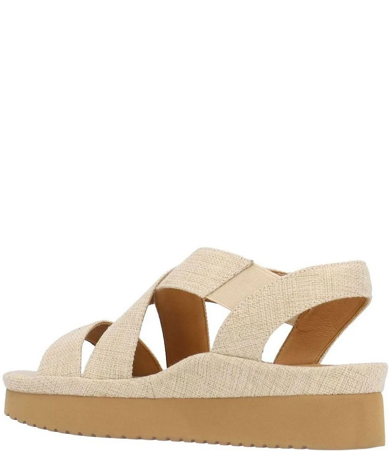 L'Amour Des Pieds Aizling Linen Platform Wedge Slip on Sandals
