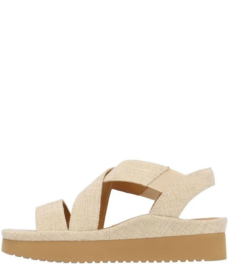 L'Amour Des Pieds Aizling Linen Platform Wedge Slip on Sandals