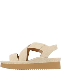 L'Amour Des Pieds Aizling Linen Platform Wedge Slip on Sandals