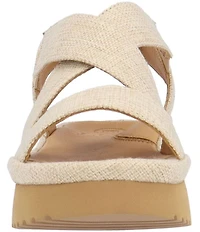 L'Amour Des Pieds Aizling Linen Platform Wedge Slip on Sandals