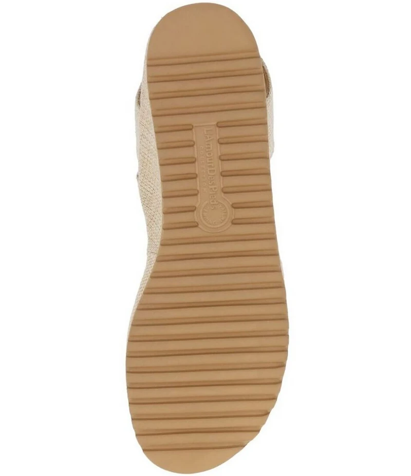 L'Amour Des Pieds Aizling Linen Platform Wedge Slip on Sandals