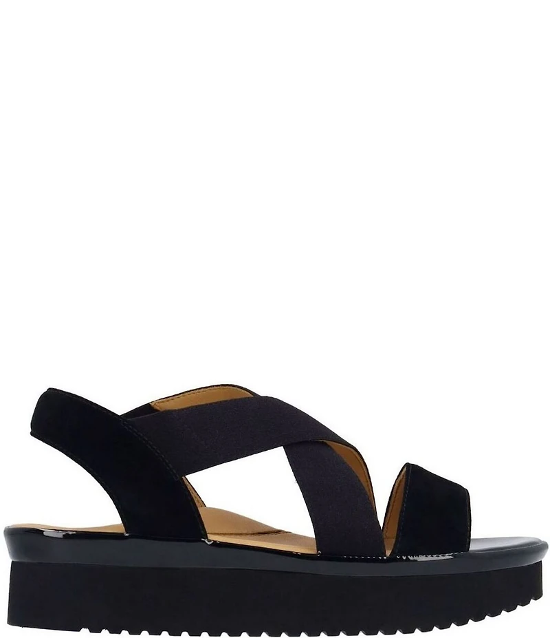 L'Amour Des Pieds Aizling Suede Platform Wedge Slip on Sandals