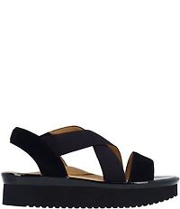 L'Amour Des Pieds Aizling Suede Platform Wedge Slip on Sandals