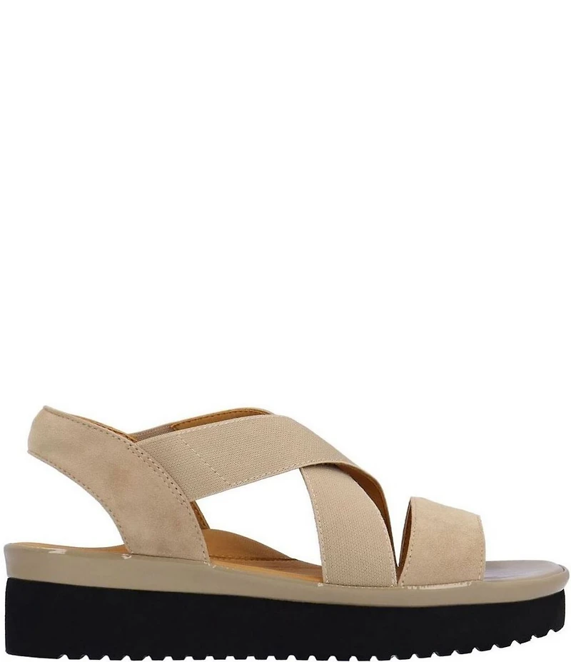 L'Amour Des Pieds Aizling Suede Platform Wedge Slip on Sandals