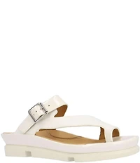 L'Amour Des Pieds Alanza Leather and Patent Toe Loop Sandals