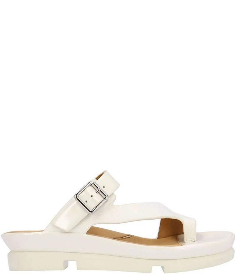 L'Amour Des Pieds Alanza Leather and Patent Toe Loop Sandals