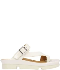 L'Amour Des Pieds Alanza Leather and Patent Toe Loop Sandals