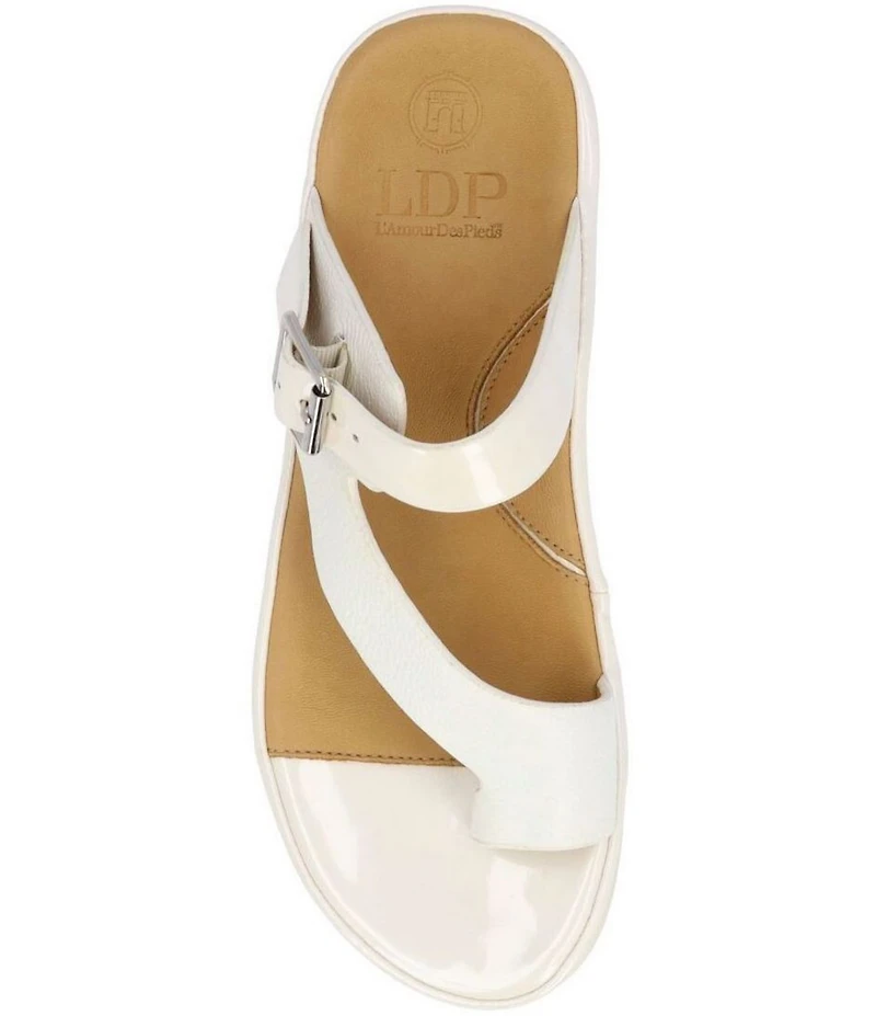 L'Amour Des Pieds Alanza Leather and Patent Toe Loop Sandals