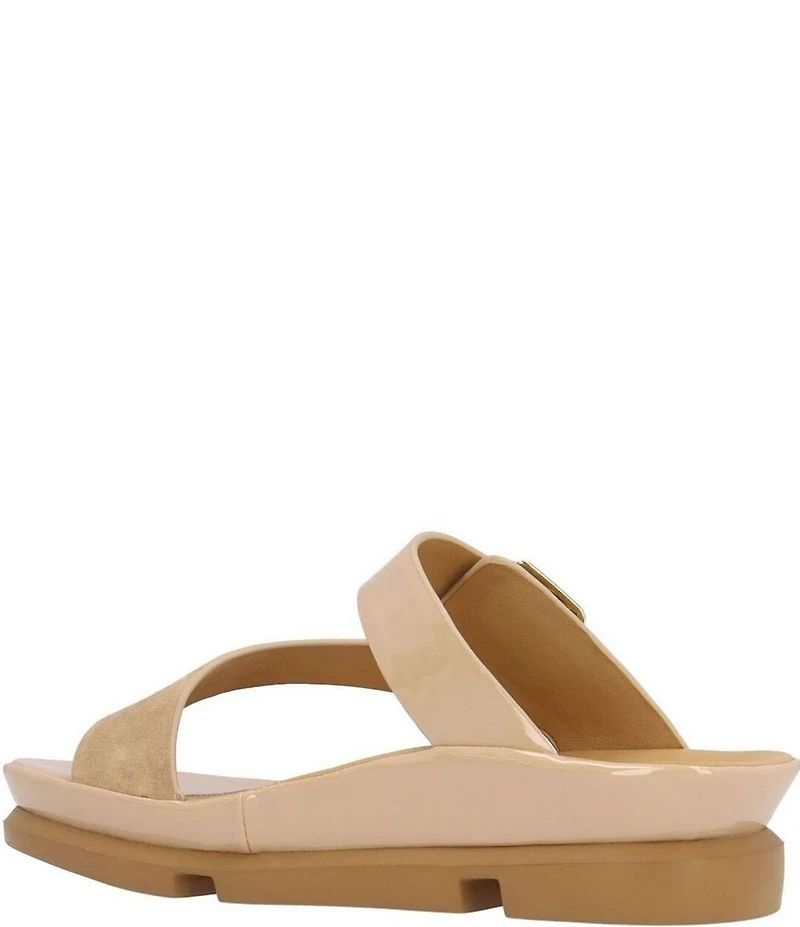 L'Amour Des Pieds Alanza Suede and Patent Toe Loop Sandals