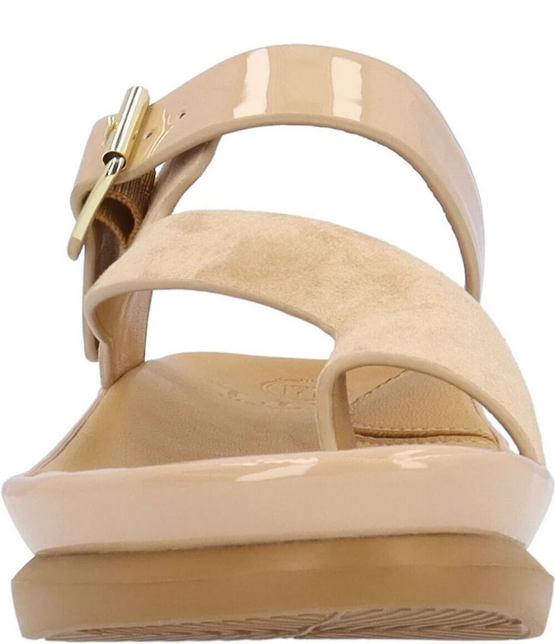 L'Amour Des Pieds Alanza Suede and Patent Toe Loop Sandals