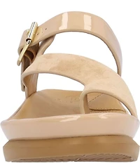 L'Amour Des Pieds Alanza Suede and Patent Toe Loop Sandals