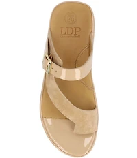 L'Amour Des Pieds Alanza Suede and Patent Toe Loop Sandals