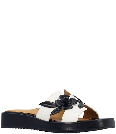 L'Amour Des Pieds Aldara Leather Flower Vine Slide Sandals