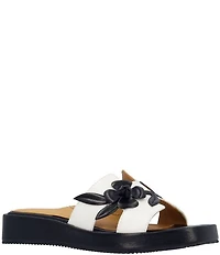L'Amour Des Pieds Aldara Leather Flower Vine Slide Sandals