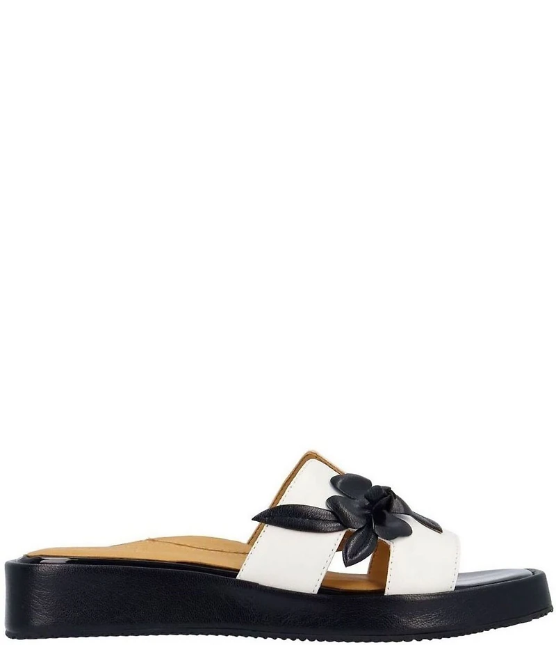 L'Amour Des Pieds Aldara Leather Flower Vine Slide Sandals