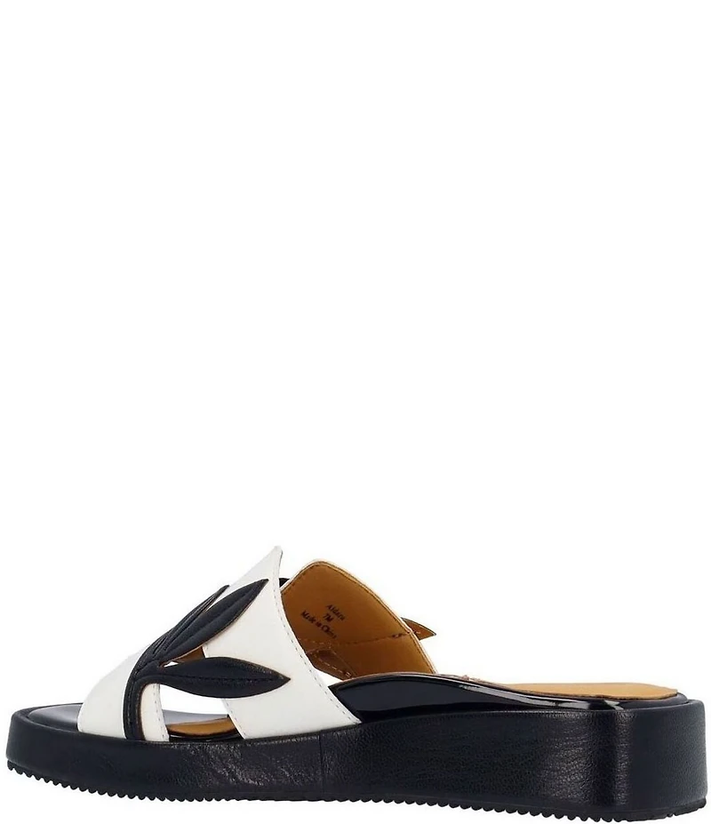 L'Amour Des Pieds Aldara Leather Flower Vine Slide Sandals