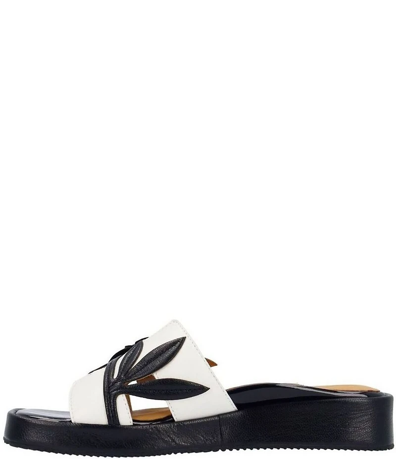 L'Amour Des Pieds Aldara Leather Flower Vine Slide Sandals