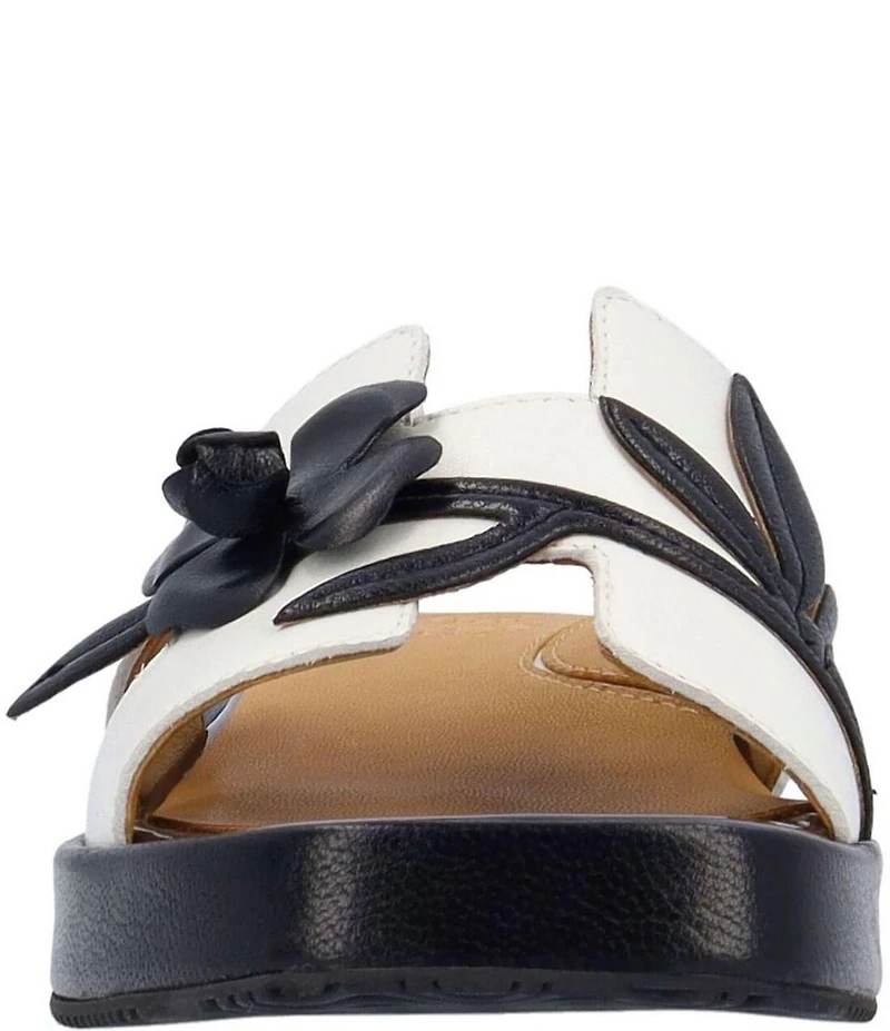 L'Amour Des Pieds Aldara Leather Flower Vine Slide Sandals