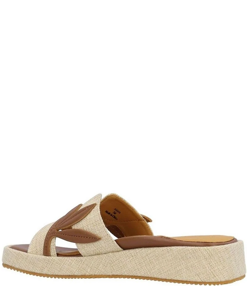 L'Amour Des Pieds Aldara Linen Leather Flower Vine Slide Sandals
