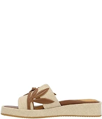 L'Amour Des Pieds Aldara Linen Leather Flower Vine Slide Sandals