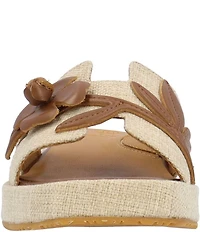 L'Amour Des Pieds Aldara Linen Leather Flower Vine Slide Sandals
