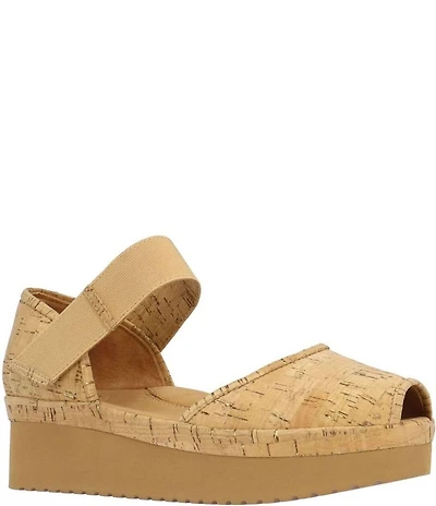 L'Amour Des Pieds Amadour Cork Platform Wedge Peep Toe Pumps