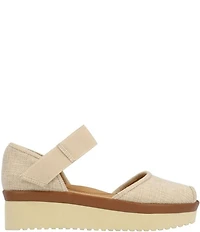 L'Amour Des Pieds Amadour Linen Platform Wedge Peep Toe Pumps