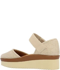 L'Amour Des Pieds Amadour Linen Platform Wedge Peep Toe Pumps