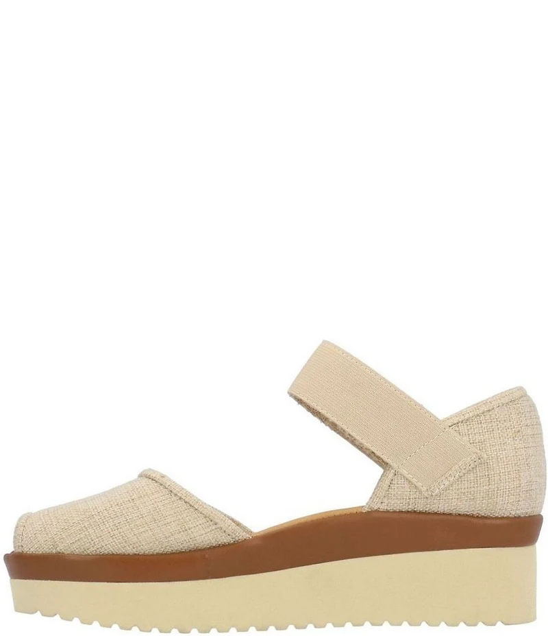 L'Amour Des Pieds Amadour Linen Platform Wedge Peep Toe Pumps